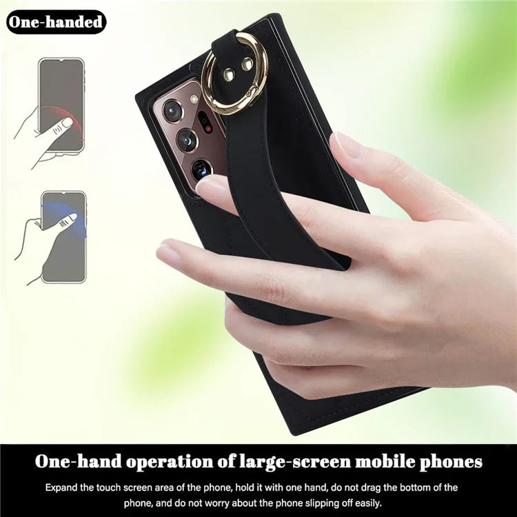 For Samsung Galaxy Note20 Ultra / Note20 Ultra 5G Case PU Leather+TPU Wristband Kickstand Cover