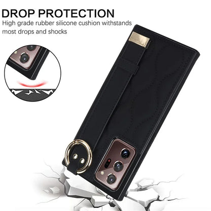 For Samsung Galaxy Note20 Ultra / Note20 Ultra 5G Case PU Leather+TPU Wristband Kickstand Cover