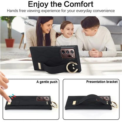 For Samsung Galaxy Note20 Ultra / Note20 Ultra 5G Case PU Leather+TPU Wristband Kickstand Cover