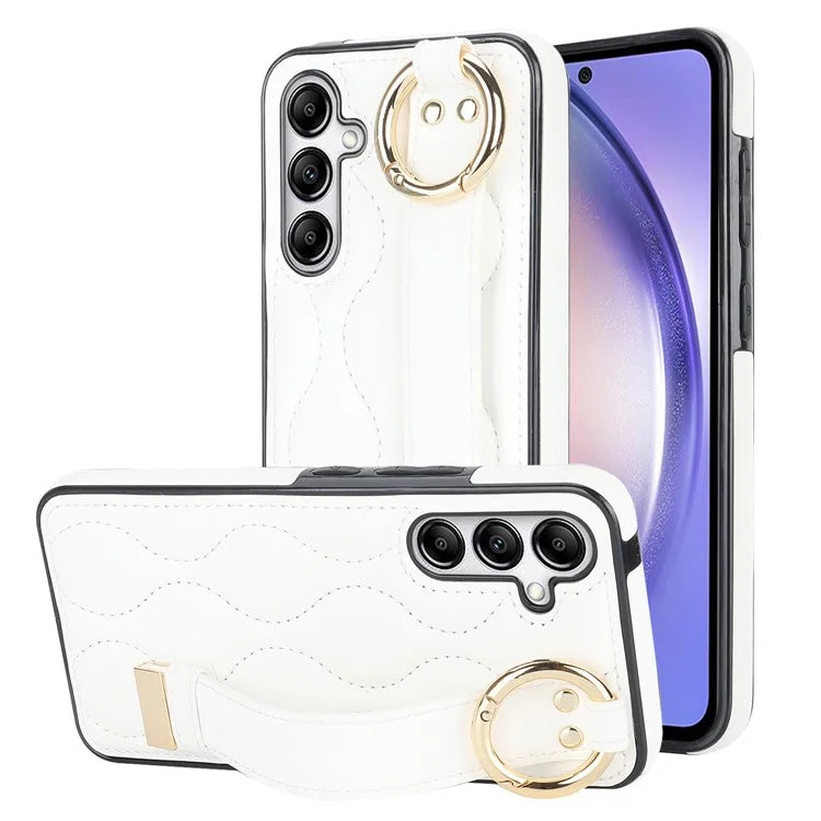 For Samsung Galaxy A54 5G Case Stylish Wave Pattern Ring Hanging Buckle Phone Cover with Kickstand