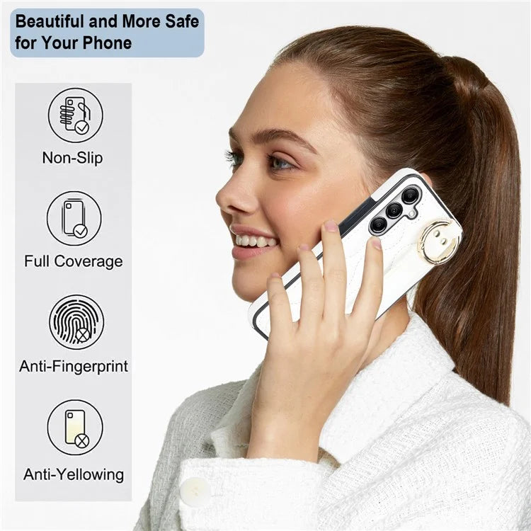 For Samsung Galaxy A54 5G Case Stylish Wave Pattern Ring Hanging Buckle Phone Cover with Kickstand