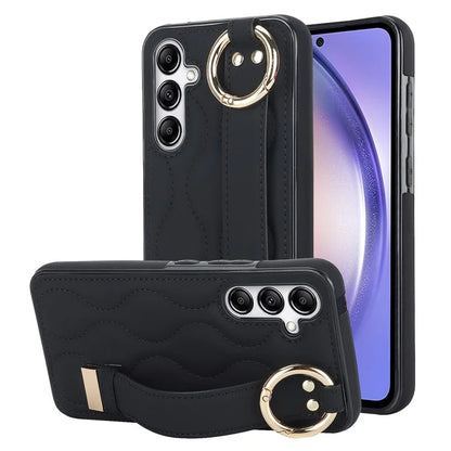 For Samsung Galaxy A54 5G Case Stylish Wave Pattern Ring Hanging Buckle Phone Cover with Kickstand