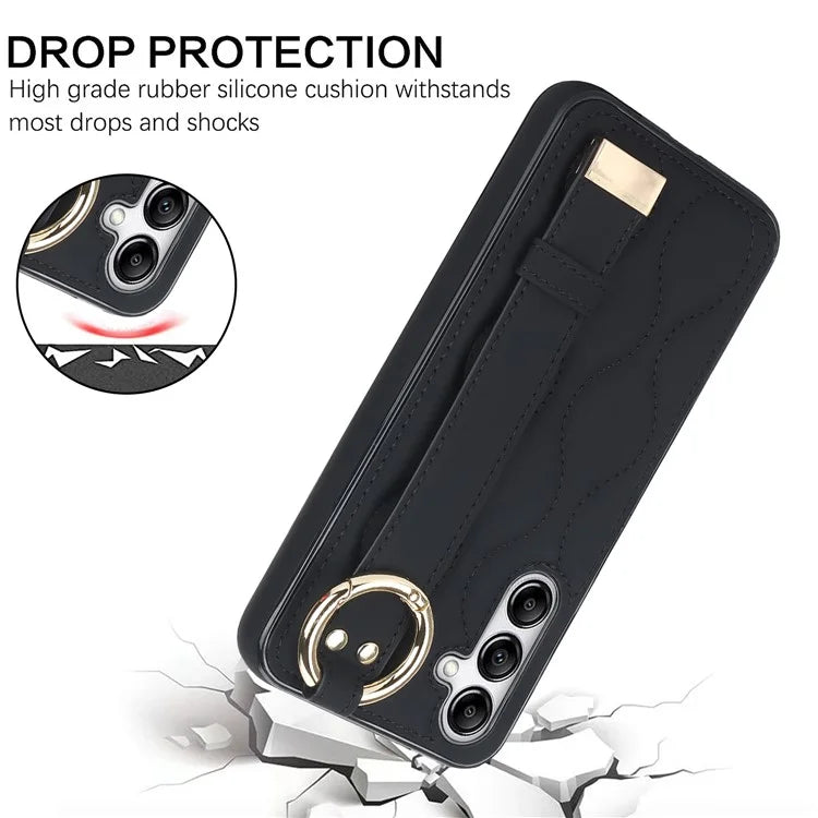 For Samsung Galaxy A54 5G Case Stylish Wave Pattern Ring Hanging Buckle Phone Cover with Kickstand