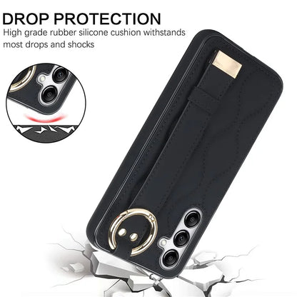 For Samsung Galaxy A54 5G Case Stylish Wave Pattern Ring Hanging Buckle Phone Cover with Kickstand