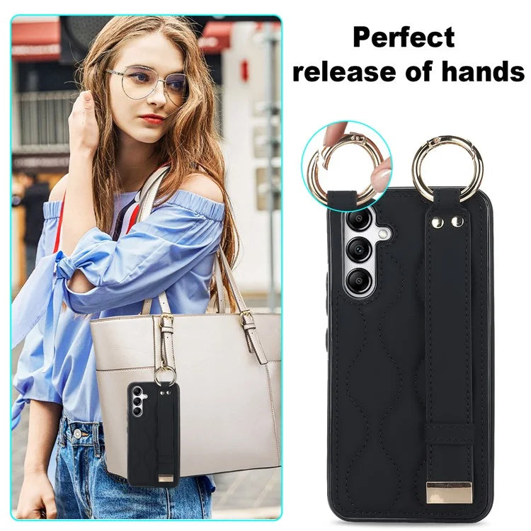 For Samsung Galaxy A54 5G Case Stylish Wave Pattern Ring Hanging Buckle Phone Cover with Kickstand