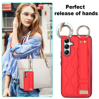 For Samsung Galaxy A54 5G Case Stylish Wave Pattern Ring Hanging Buckle Phone Cover with Kickstand