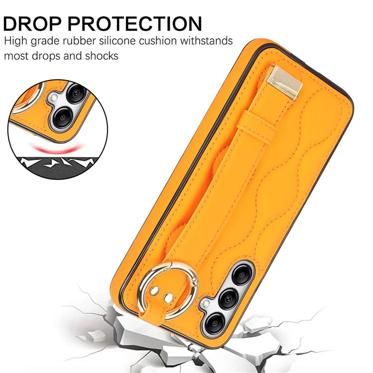 For Samsung Galaxy A54 5G Case Stylish Wave Pattern Ring Hanging Buckle Phone Cover with Kickstand