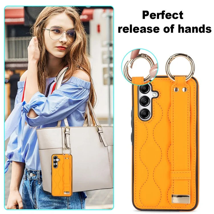 For Samsung Galaxy A54 5G Case Stylish Wave Pattern Ring Hanging Buckle Phone Cover with Kickstand