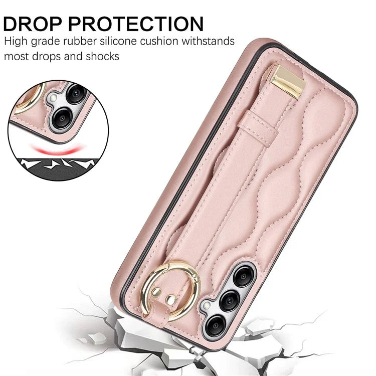 For Samsung Galaxy A54 5G Case Stylish Wave Pattern Ring Hanging Buckle Phone Cover with Kickstand