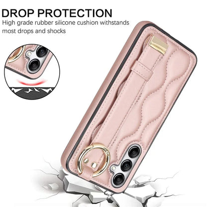 For Samsung Galaxy A54 5G Case Stylish Wave Pattern Ring Hanging Buckle Phone Cover with Kickstand