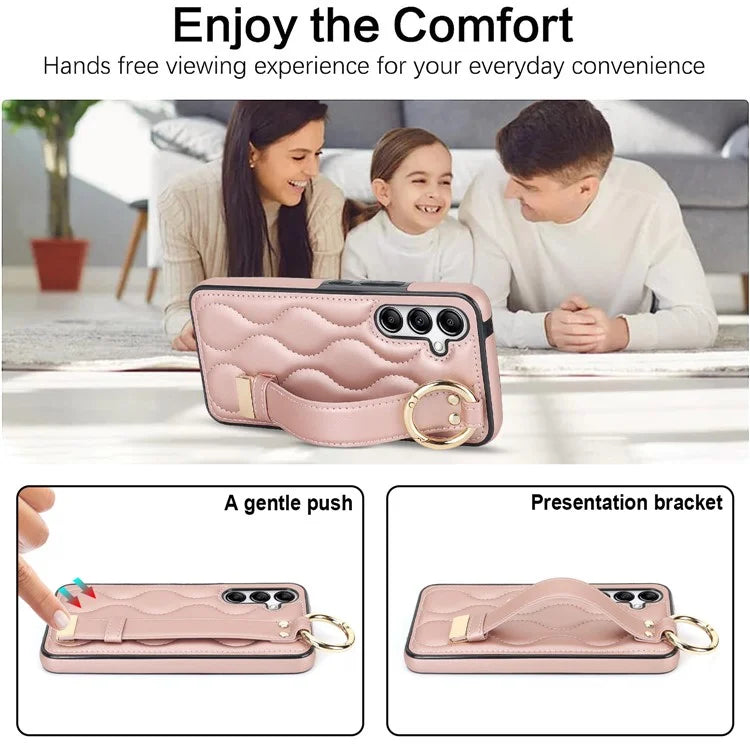 For Samsung Galaxy A54 5G Case Stylish Wave Pattern Ring Hanging Buckle Phone Cover with Kickstand