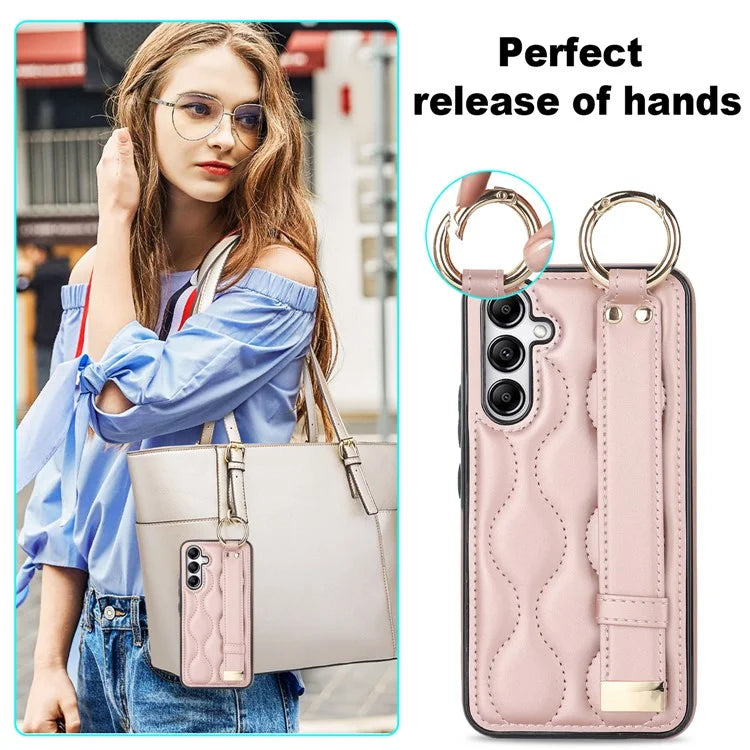 For Samsung Galaxy A54 5G Case Stylish Wave Pattern Ring Hanging Buckle Phone Cover with Kickstand