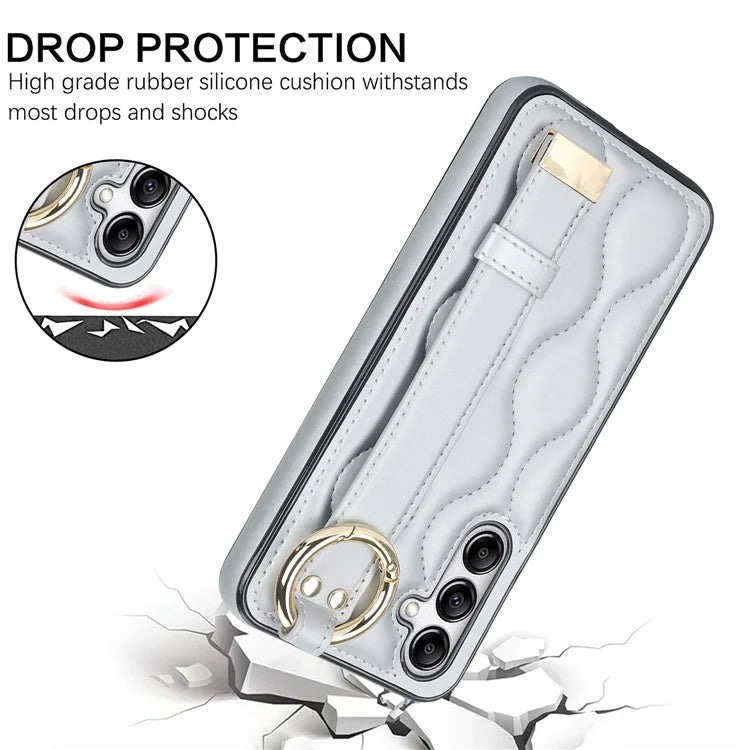 For Samsung Galaxy A54 5G Case Stylish Wave Pattern Ring Hanging Buckle Phone Cover with Kickstand