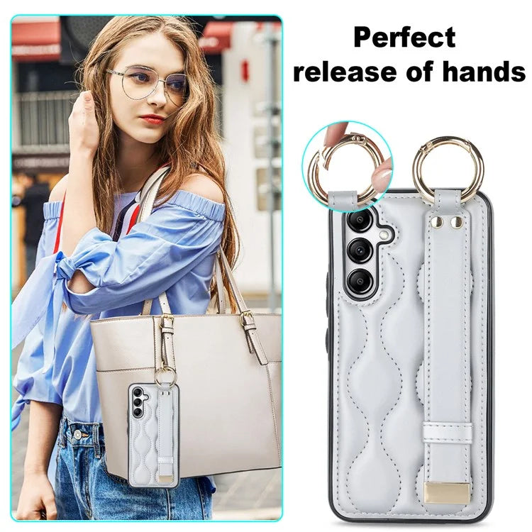 For Samsung Galaxy A54 5G Case Stylish Wave Pattern Ring Hanging Buckle Phone Cover with Kickstand