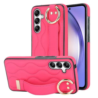 For Samsung Galaxy A54 5G Case Stylish Wave Pattern Ring Hanging Buckle Phone Cover with Kickstand