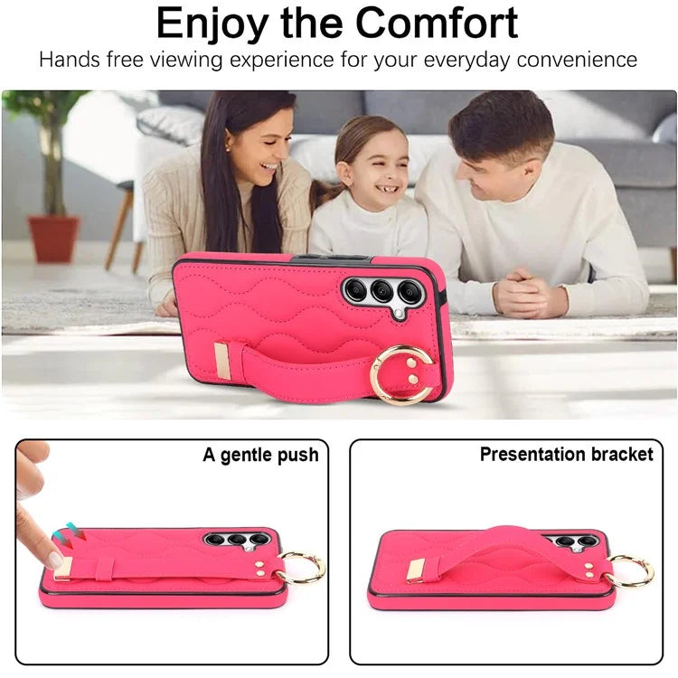 For Samsung Galaxy A54 5G Case Stylish Wave Pattern Ring Hanging Buckle Phone Cover with Kickstand