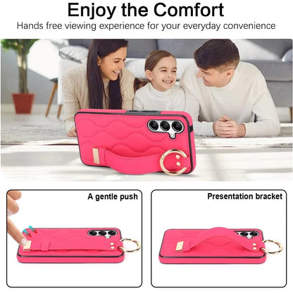 For Samsung Galaxy A54 5G Case Stylish Wave Pattern Ring Hanging Buckle Phone Cover with Kickstand
