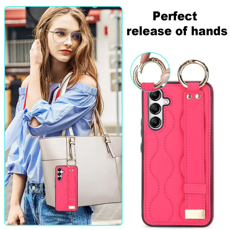 For Samsung Galaxy A54 5G Case Stylish Wave Pattern Ring Hanging Buckle Phone Cover with Kickstand