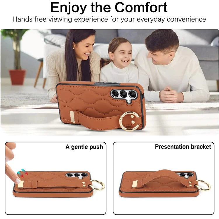 For Samsung Galaxy A54 5G Case Stylish Wave Pattern Ring Hanging Buckle Phone Cover with Kickstand