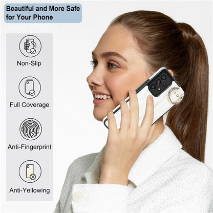 For Samsung Galaxy A53 5G Cell Phone Case Ring Hanging Buckle PU Leather+TPU Cover with Wristband