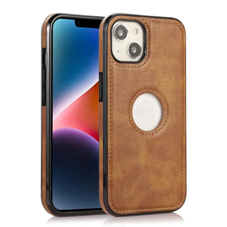 For iPhone 13 6.1 inch Cell Phone Case Logo View Design TPU+PU Leather Shockproof Back Cover