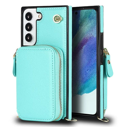 For Samsung Galaxy S22 5G Cell Phone Case Anti-drop TPU+PU Wallet Cover with Long Strap