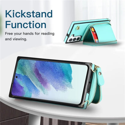 For Samsung Galaxy S22 5G Cell Phone Case Anti-drop TPU+PU Wallet Cover with Long Strap