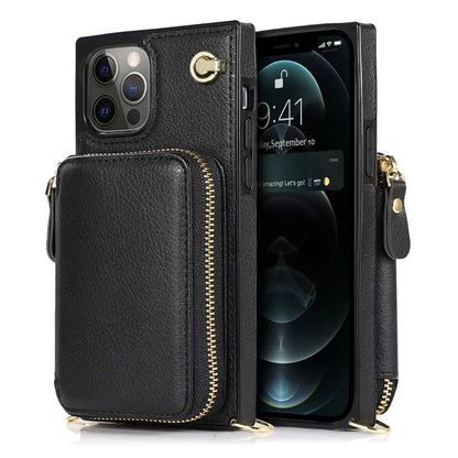 For iPhone 14 Pro Max Cell Phone Case TPU+PU Shockproof Cover with Long Strap