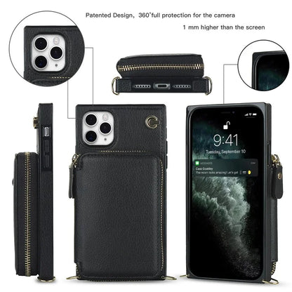 For iPhone 11 Pro Cell Phone Case TPU+PU Fall Protection Cover with Long Strap