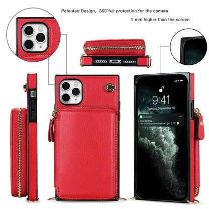 For iPhone 11 Pro Cell Phone Case TPU+PU Fall Protection Cover with Long Strap