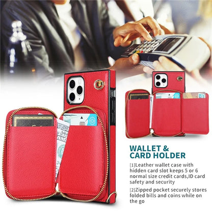 For iPhone 11 Pro Cell Phone Case TPU+PU Fall Protection Cover with Long Strap
