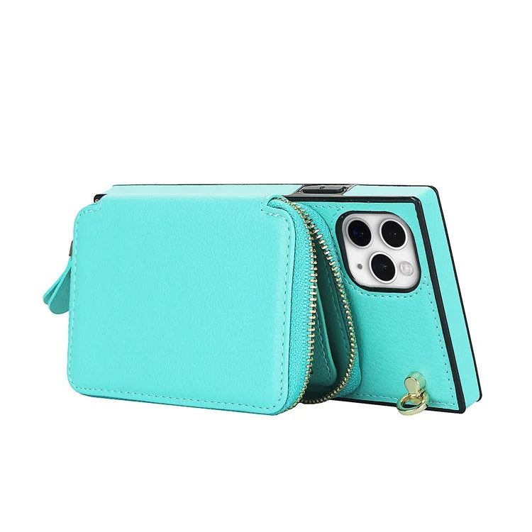 For iPhone 11 Pro Cell Phone Case TPU+PU Fall Protection Cover with Long Strap