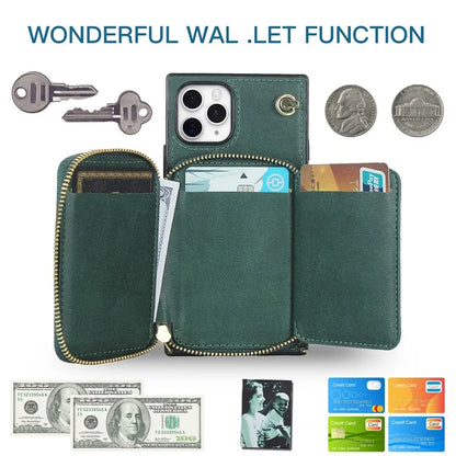 For iPhone 11 Pro Cell Phone Case TPU+PU Fall Protection Cover with Long Strap