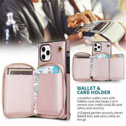For iPhone 11 Pro Cell Phone Case TPU+PU Fall Protection Cover with Long Strap