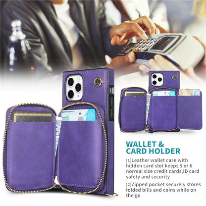 For iPhone 11 Pro Cell Phone Case TPU+PU Fall Protection Cover with Long Strap