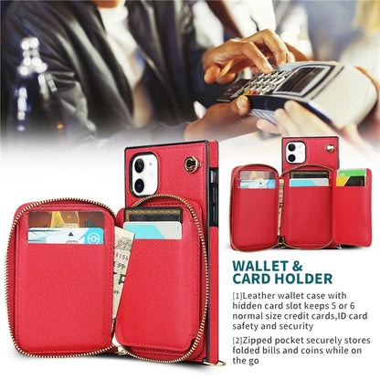 For iPhone 11 Cell Phone Case Bump Proof TPU+PU Cover with Long Strap