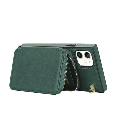For iPhone 11 Cell Phone Case Bump Proof TPU+PU Cover with Long Strap