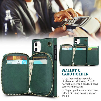 For iPhone 11 Cell Phone Case Bump Proof TPU+PU Cover with Long Strap