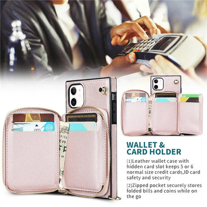 For iPhone 11 Cell Phone Case Bump Proof TPU+PU Cover with Long Strap