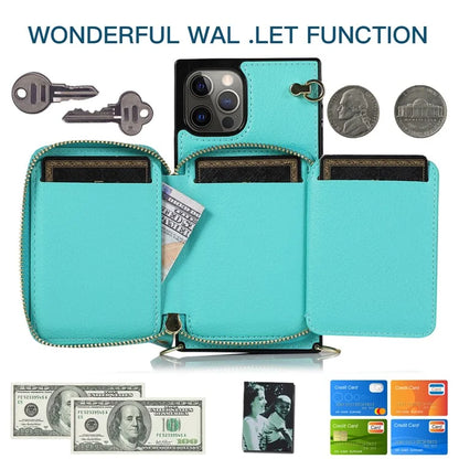 For iPhone 15 Pro Cell Phone Kickstand Shell TPU+PU Cover with Long Strap