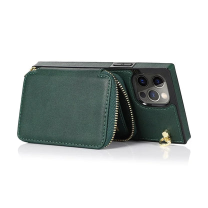 For iPhone 13 Pro Cell Phone Kickstand Shell Scratch Resistant TPU+PU Cover with Long Strap