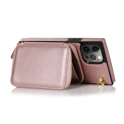 For iPhone 13 Pro Cell Phone Kickstand Shell Scratch Resistant TPU+PU Cover with Long Strap