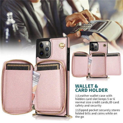 For iPhone 13 Pro Cell Phone Kickstand Shell Scratch Resistant TPU+PU Cover with Long Strap