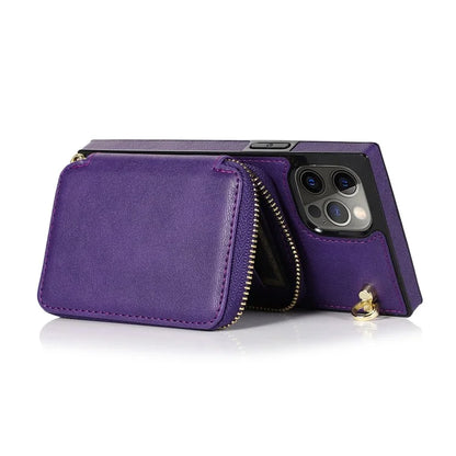 For iPhone 13 Pro Cell Phone Kickstand Shell Scratch Resistant TPU+PU Cover with Long Strap