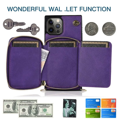 For iPhone 13 Pro Cell Phone Kickstand Shell Scratch Resistant TPU+PU Cover with Long Strap