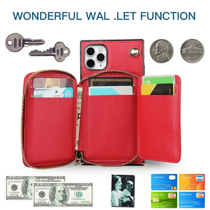 For iPhone 11 Pro Max Case Kickstand PU Leather Coated TPU Cell Phone Cover with Long Strap