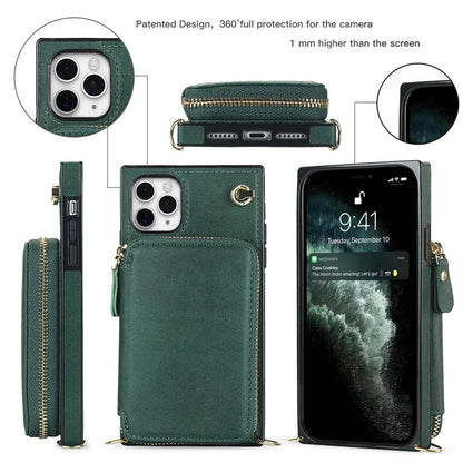 For iPhone 11 Pro Max Case Kickstand PU Leather Coated TPU Cell Phone Cover with Long Strap