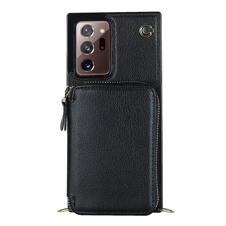For Samsung Galaxy Note20 Ultra 5G / Note20 Ultra Cell Phone Case TPU+PU Wallet Cover with Long Strap