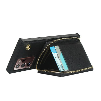 For Samsung Galaxy Note20 Ultra 5G / Note20 Ultra Cell Phone Case TPU+PU Wallet Cover with Long Strap