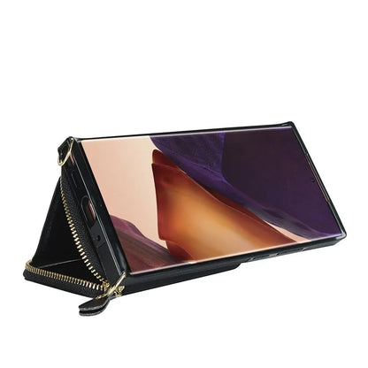 For Samsung Galaxy Note20 Ultra 5G / Note20 Ultra Cell Phone Case TPU+PU Wallet Cover with Long Strap